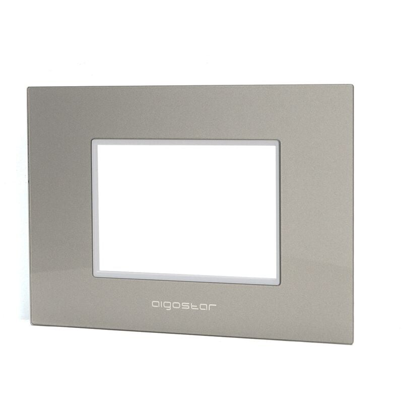 foto del prodotto placca 3 moduli 503 in vetro grigia compatibile anche con bticino livinglight
