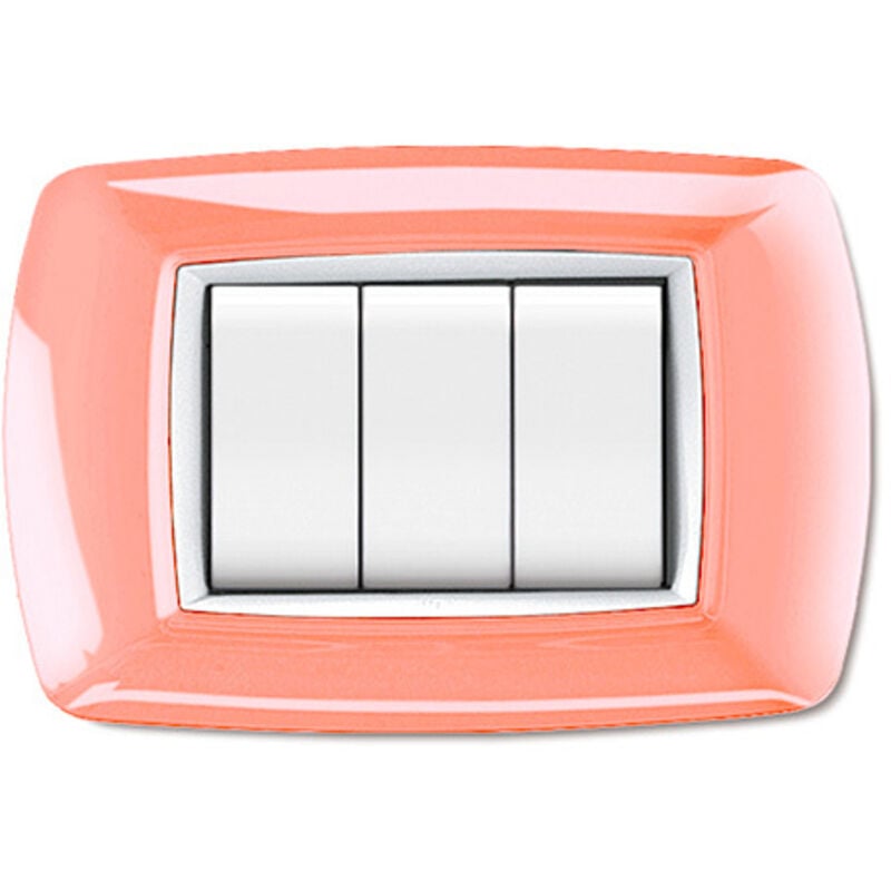 foto del prodotto placca 3 moduli mylife arancio pastello