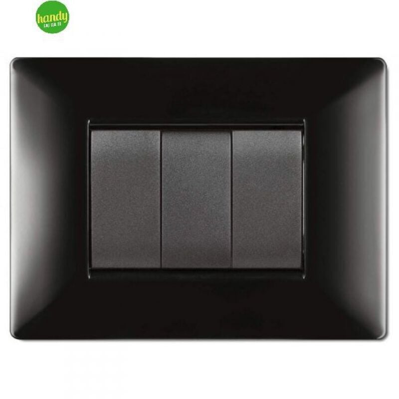 foto del prodotto placca 3 moduli mylife q nera