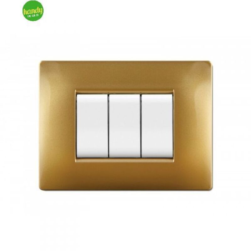 foto del prodotto placca 3 moduli mylife q sabbia oro