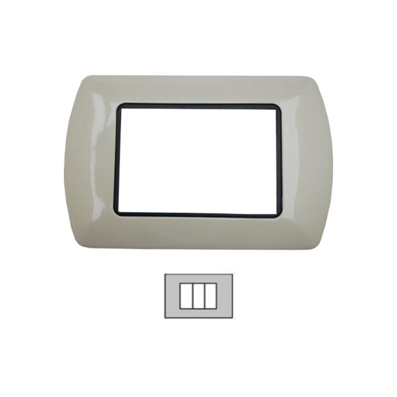 foto del prodotto placca 3 posti in metallo color avorio compatibile living international tot