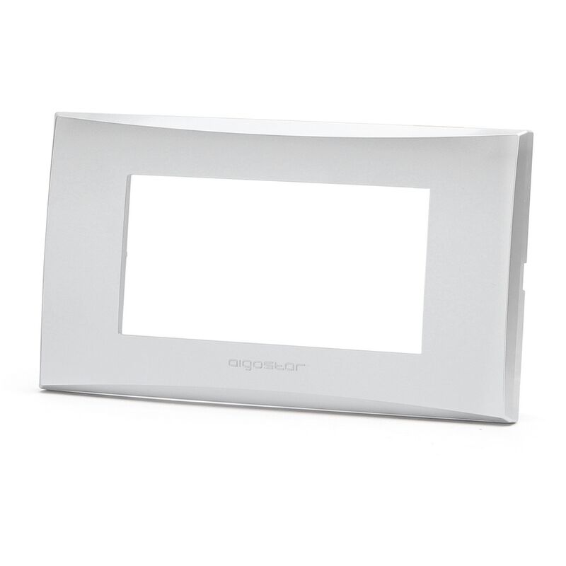 foto del prodotto placca 4 moduli 504 in plastica argento compatibile anche con vimar plana