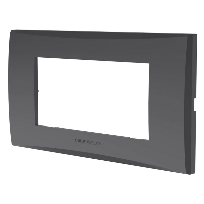 foto del prodotto placca 4 moduli 504 in plastica grigia compatibile anche con vimar plana