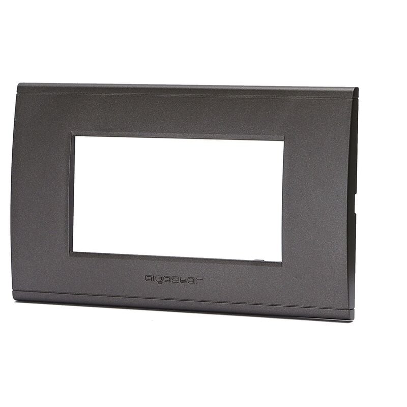 foto del prodotto placca 4 moduli 504 in plastica nera compatibile anche con bticino livinglight