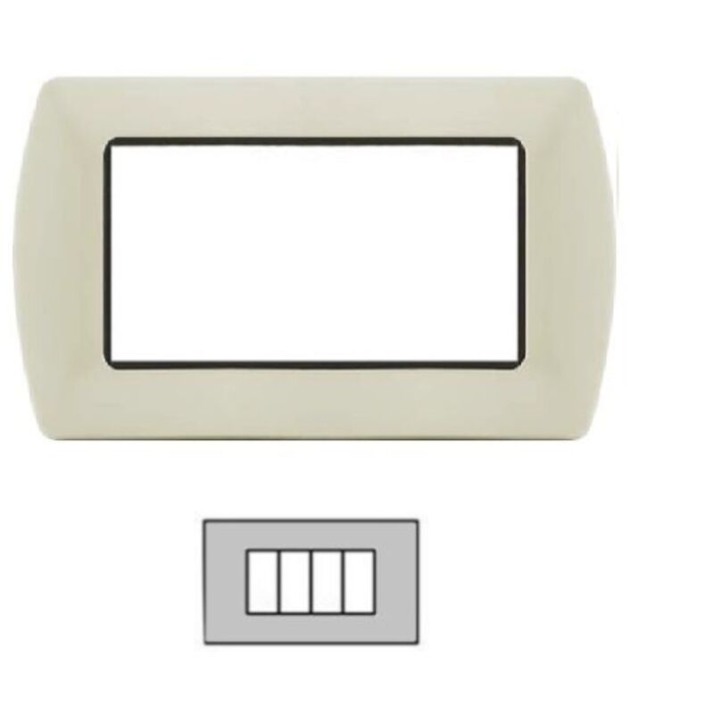 foto del prodotto placca 4 posti in metallo - color avorio compatibile living international - tot