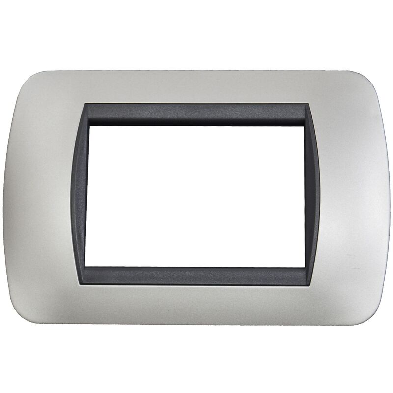 foto del prodotto placca 4 posti silver grigio compatibile con bticino living tipo l4804tc