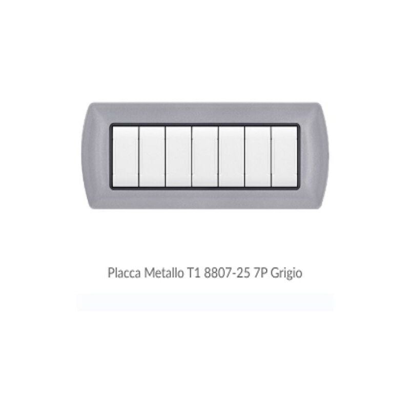 foto del prodotto placca 506 7p posti grigoi metallo compatibile living internetional