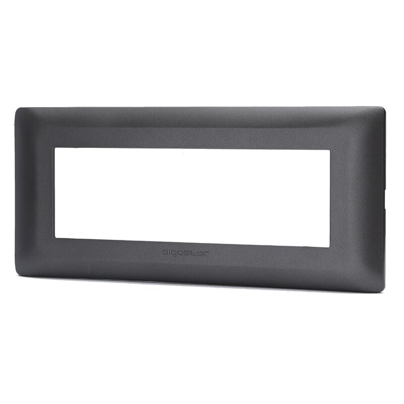 foto del prodotto placca 6 moduli 506 in plastica nera compatibile anche con bticino matix