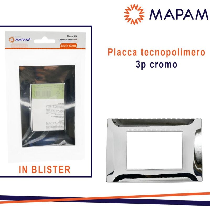 foto del prodotto placca 6003 06 3p cromo vmr pln tecnopolimero t2 blister