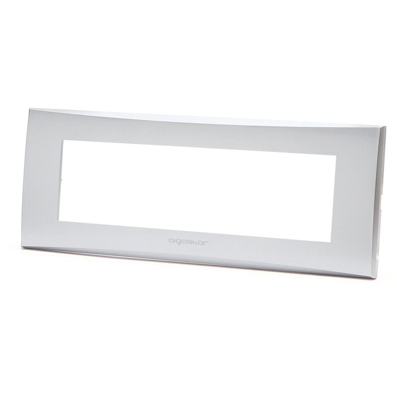 foto del prodotto placca 7 moduli 506 in plastica argento compatibile anche con vimar plana