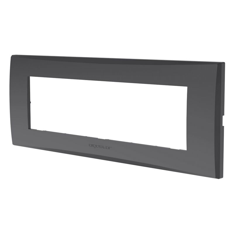 foto del prodotto placca 7 moduli 506 in plastica grigia compatibile anche con vimar plana