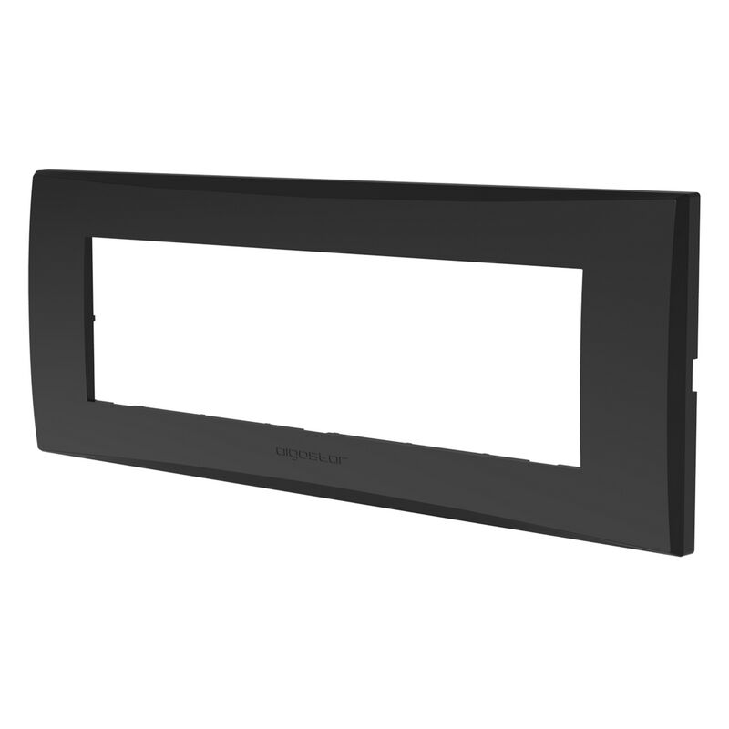 foto del prodotto placca 7 moduli 506 in plastica nera compatibile anche con vimar plana