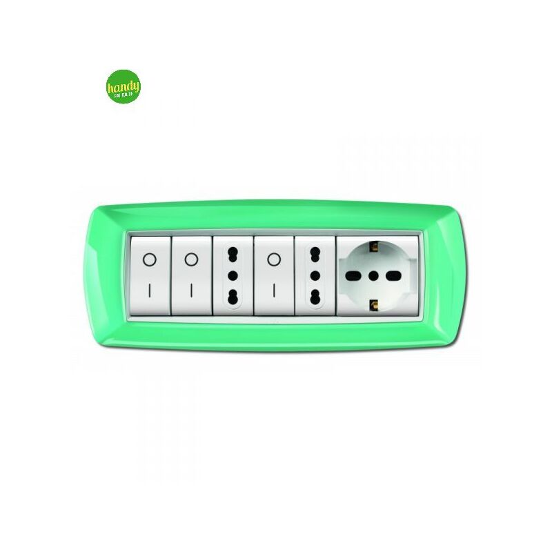 foto del prodotto placca 7 moduli elettrocanali mylife verde acqua