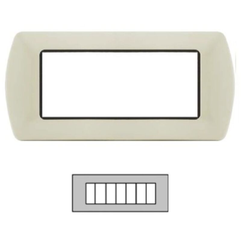 foto del prodotto placca 7 posti in metallo - color avorio compatibile living international - tot