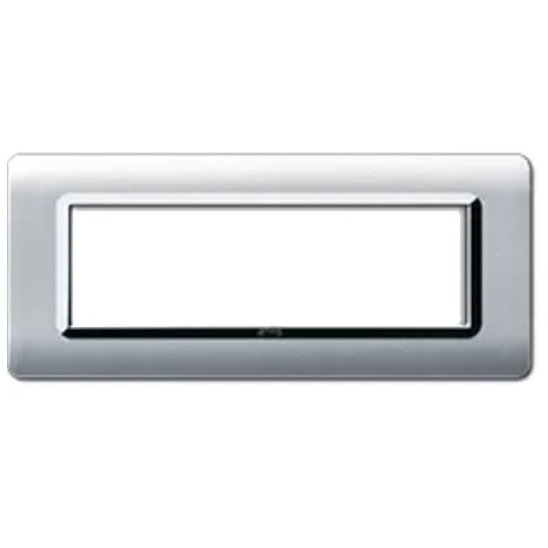 foto del prodotto placca ave tecnopolimero sistema 44 alluminio naturale cornice cromata 7 moduli 44py07als