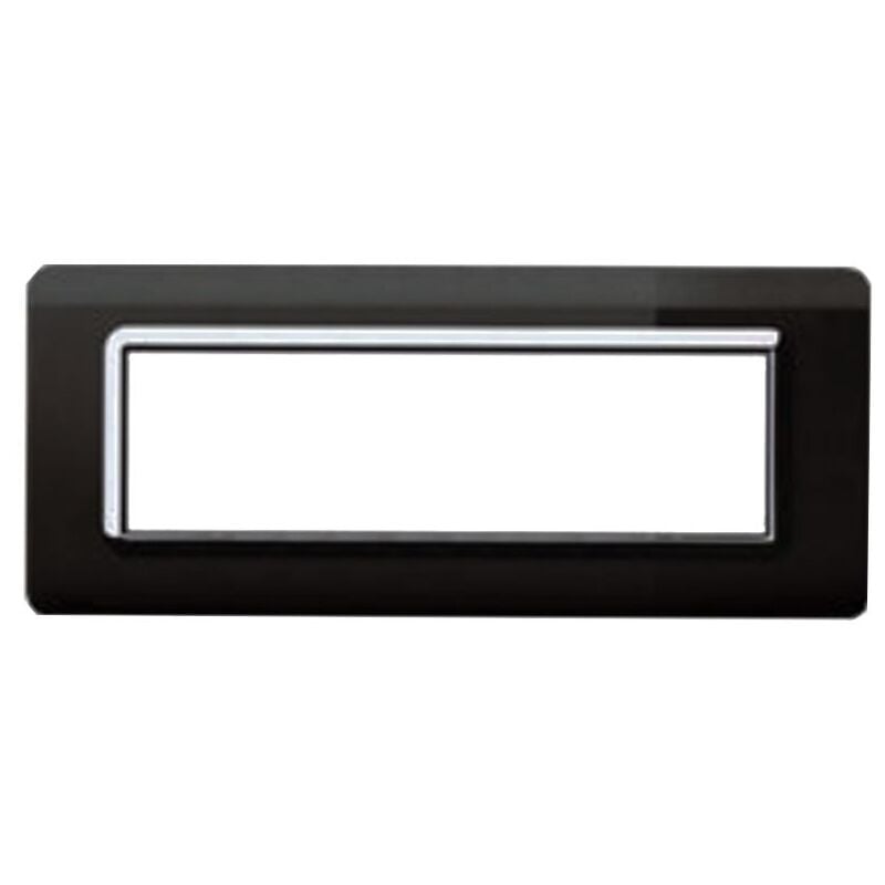 foto del prodotto placca ave tecnopolimero sistema 44 nero assoluto cornice cromata 7 moduli 44py07nal