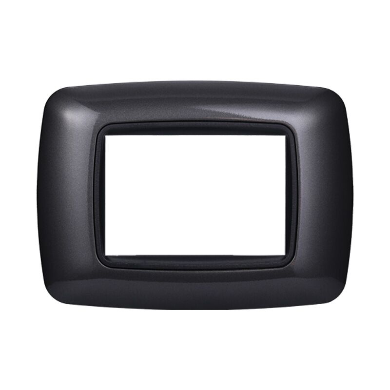 foto del prodotto placca bombata serie space, 3 moduli, plastica, acciaio scuro, compatibile con serie bticino living ettroit ln88307