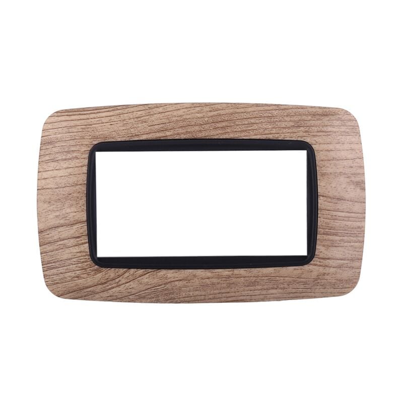 foto del prodotto placca bombata serie space, 4 moduli, plastica, legno chiaro, compatibile con serie bticino living ettroit ln88404