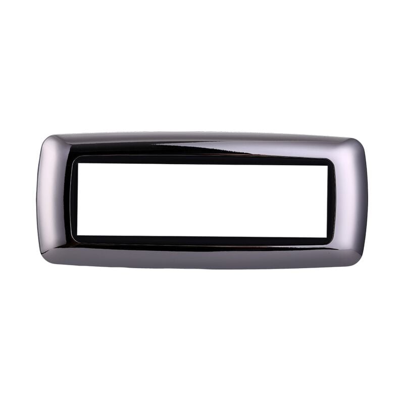 foto del prodotto placca bombata serie space, 7 moduli, plastica, cromato, compatibile con serie bticino living ettroit ln88713
