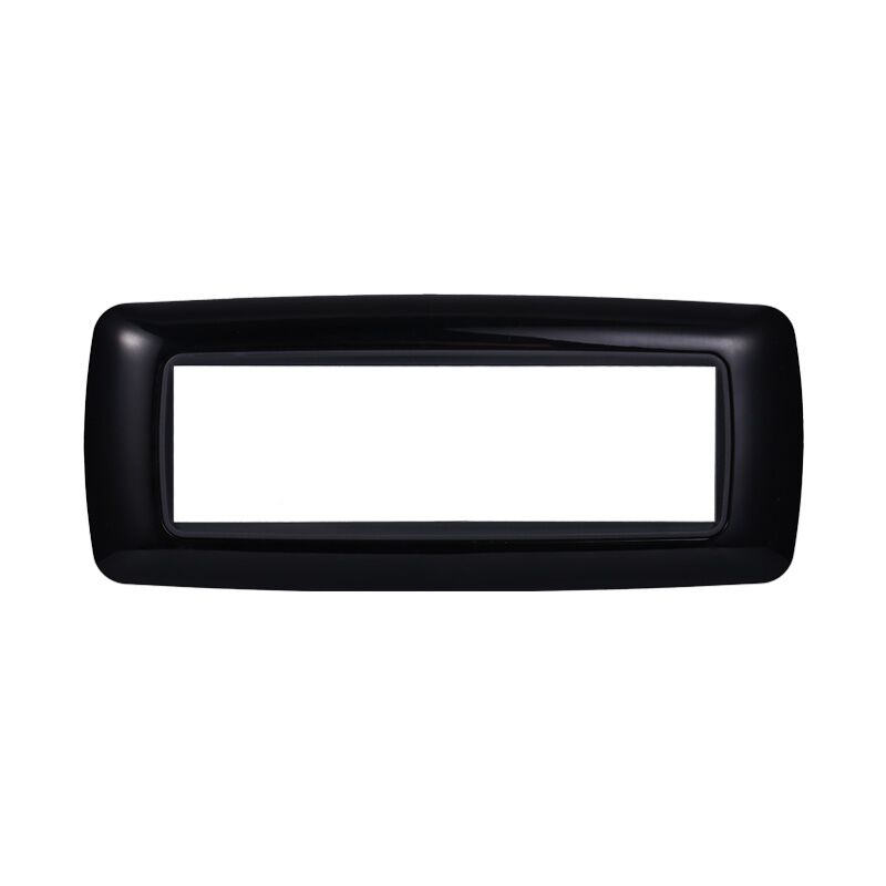 foto del prodotto placca bombata serie space, 7 moduli, plastica, nero, compatibile con serie bticino living ettroit ln88702