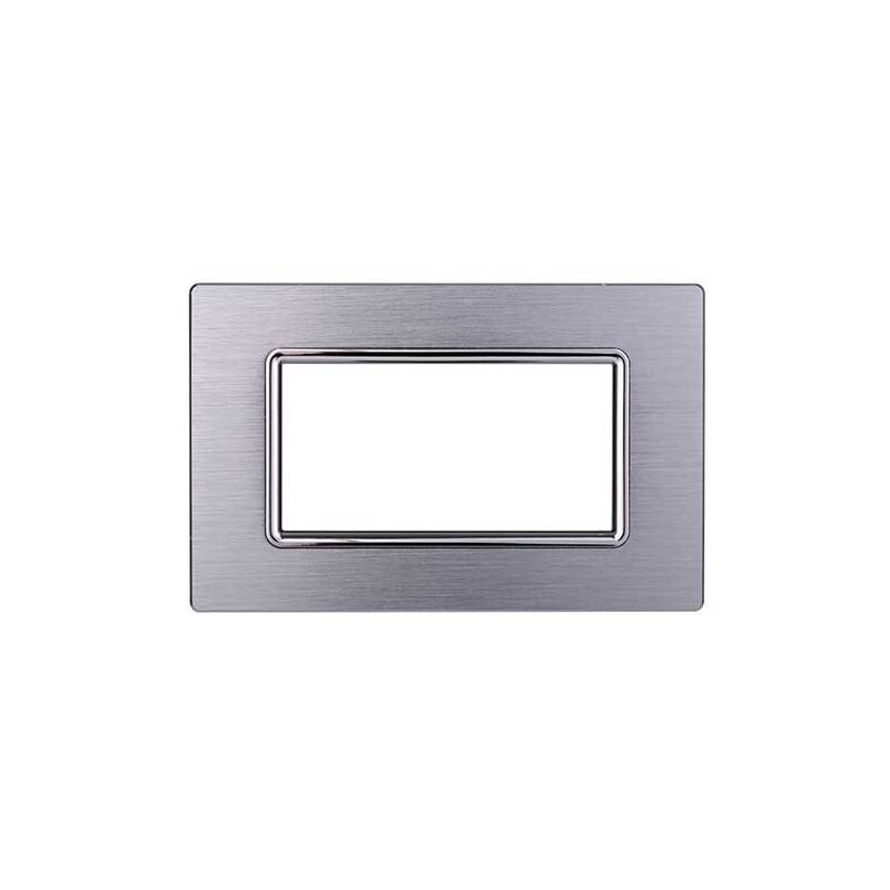 foto del prodotto placca compatibile bticino livinglight 4 moduli alluminio colore argento lucido satinato