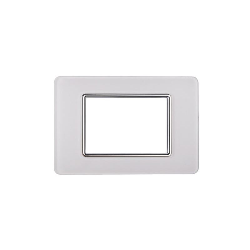 foto del prodotto placca compatibile vimar plana 3 moduli vetro colore bianco ettroit ev84301