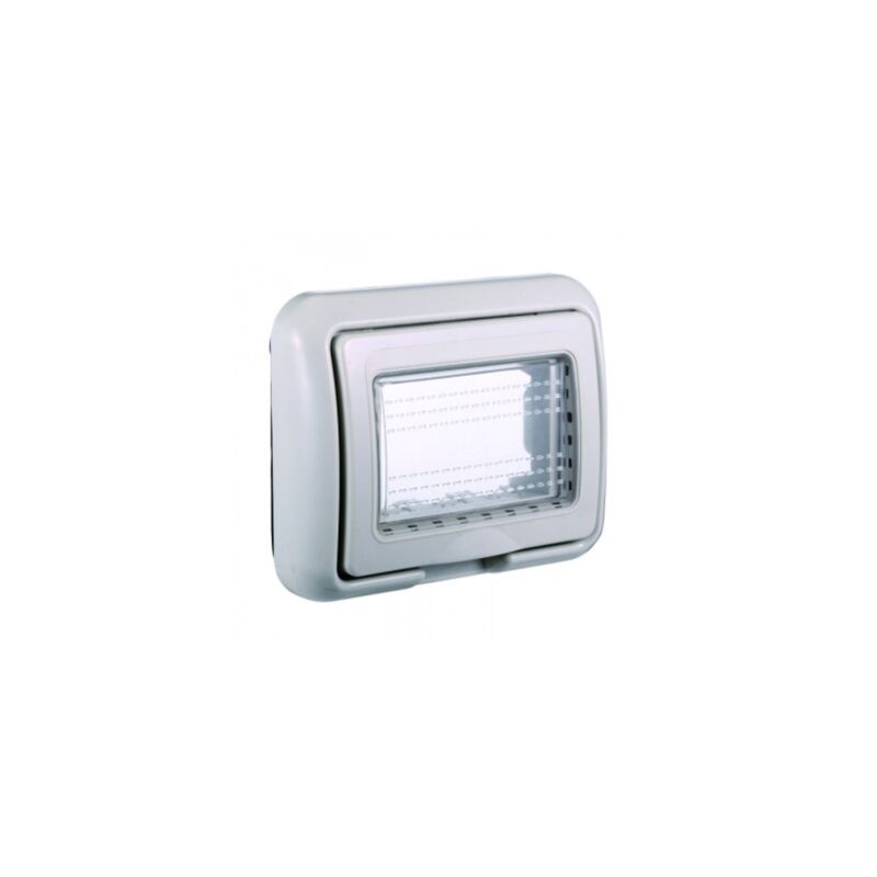 foto del prodotto placca con coperchio supporto stango idrobox ip55 compatibile con bticino living light 3p grigio