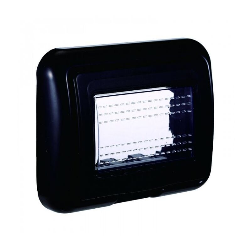 foto del prodotto placca con coperchio supporto stango idrobox ip55 compatibile con bticino living light 3p nero