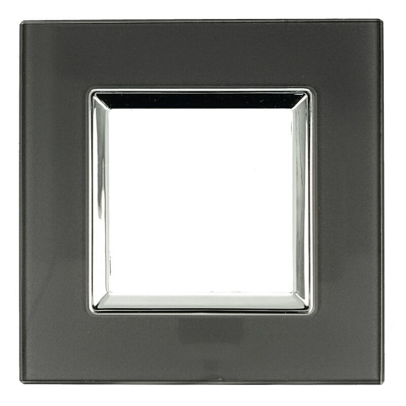 foto del prodotto placca delux vetro 2m 3m 4m 7m acciaio scuro compatibile vimar arke 2 posti