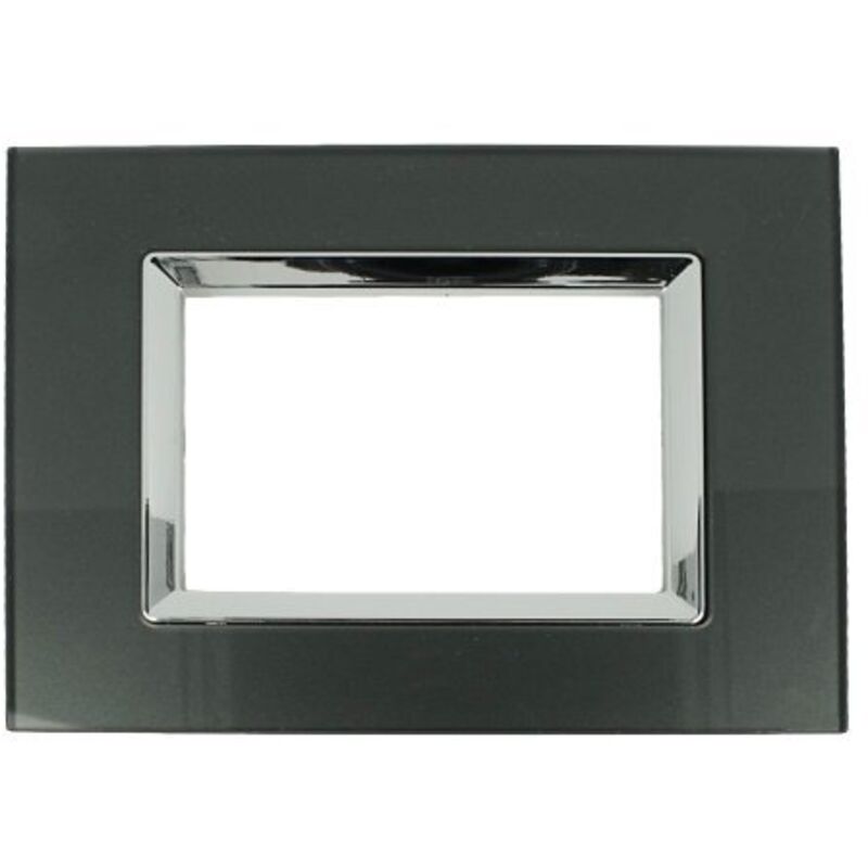 foto del prodotto placca delux vetro 2m 3m 4m 7m acciaio scuro compatibile vimar arke 3 posti