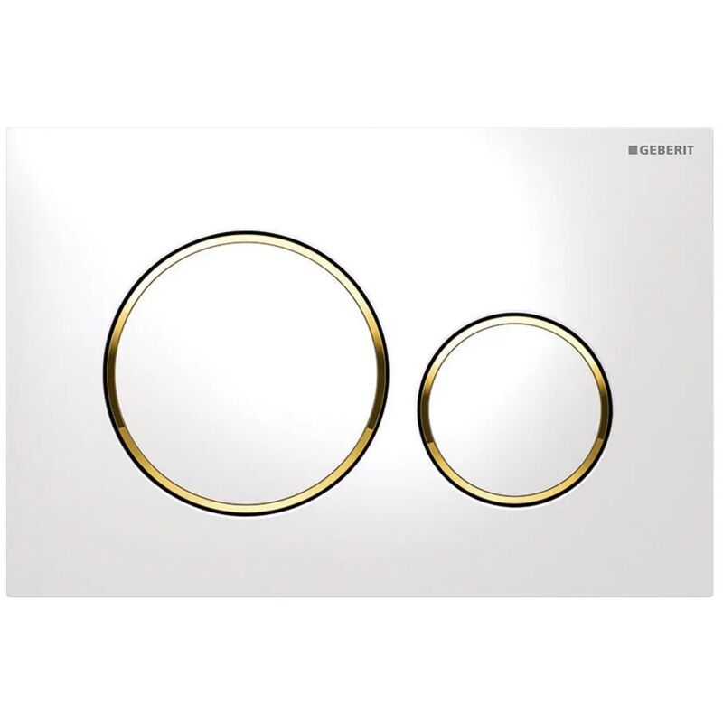 foto del prodotto placca di comando geberit sigma20 bianco lucido e inserti oro