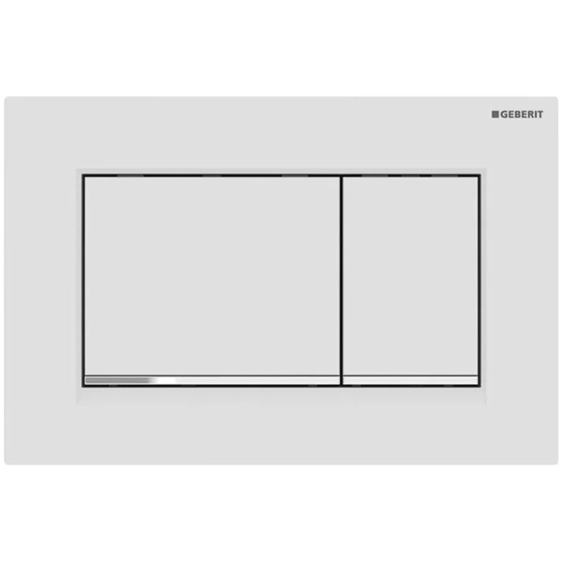 foto del prodotto placca di comando geberit sigma30 bianco opaco con inserto cromo lucido