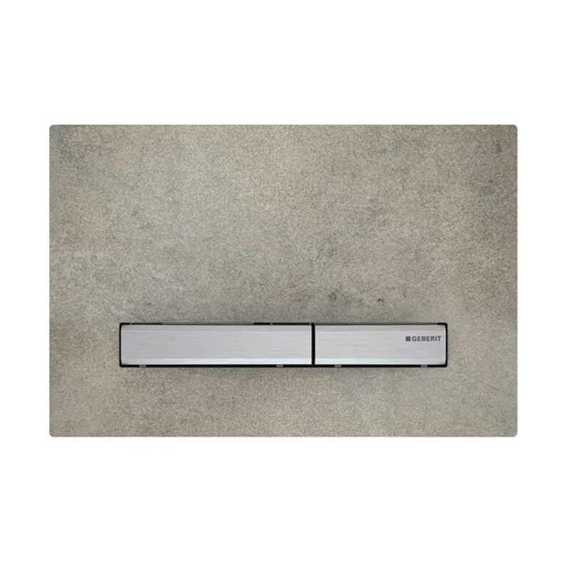 foto del prodotto placca geberit sigma50 square effetto cemento cromo doppio tasto 115.788.jv.2 cromato