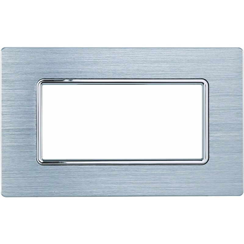 foto del prodotto placca in alluminio 4 posti colore silver lucido serie solar compatibile matix