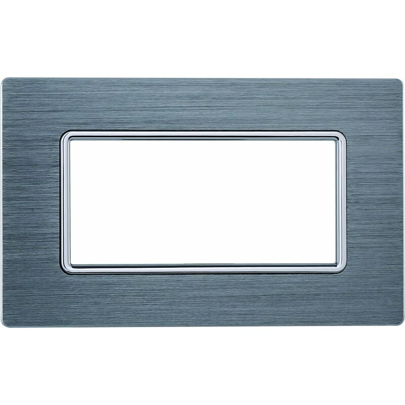 foto del prodotto placca in alluminio 4 posti colore silver serie solar compatibile matix
