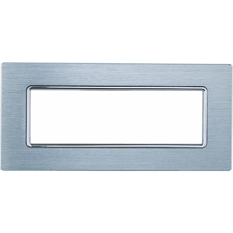 foto del prodotto placca in alluminio 6 posti colore silver lucido serie solar compatibile matix