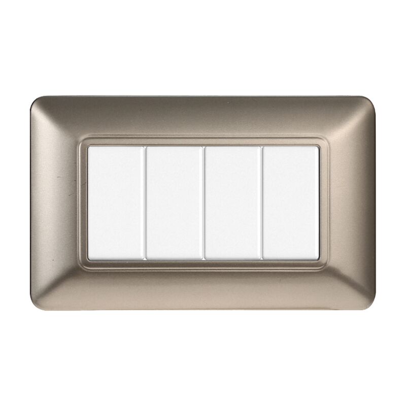 foto del prodotto placca in plastica 4 posti colore titanio serie solar compatibile matix