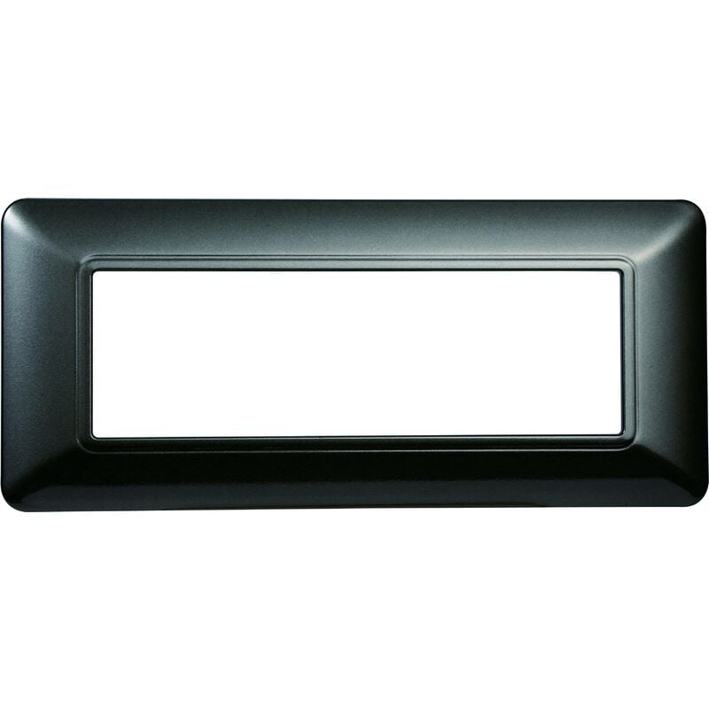 foto del prodotto placca in plastica 6 posti colore acciaio scuro serie solar compatibile matix