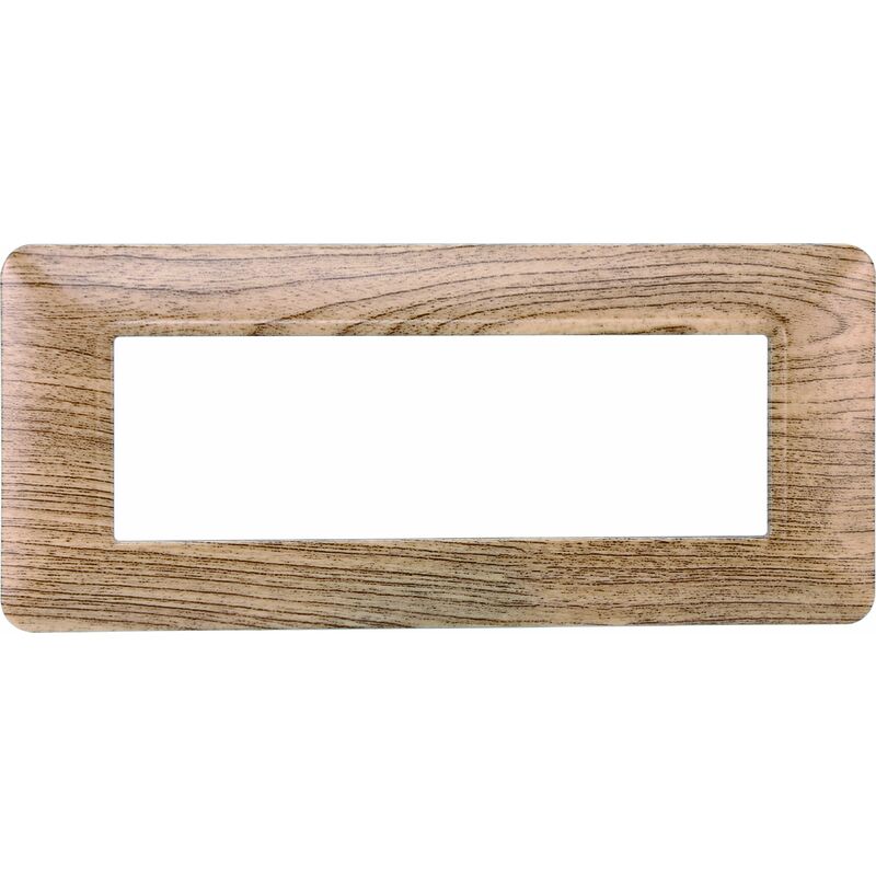 foto del prodotto placca in plastica 6 posti colore legno chiaro serie solar compatibile matix