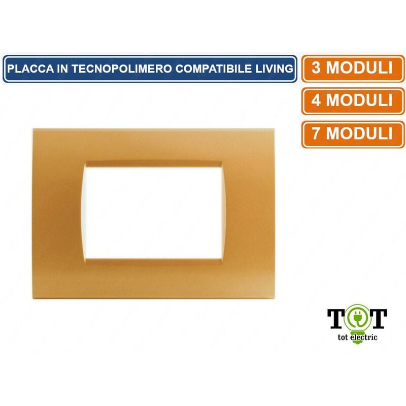 foto del prodotto placca in tecnopolimero arancio compatibile con serie bticino living 3 4 7 moduli numero moduli 4 moduli