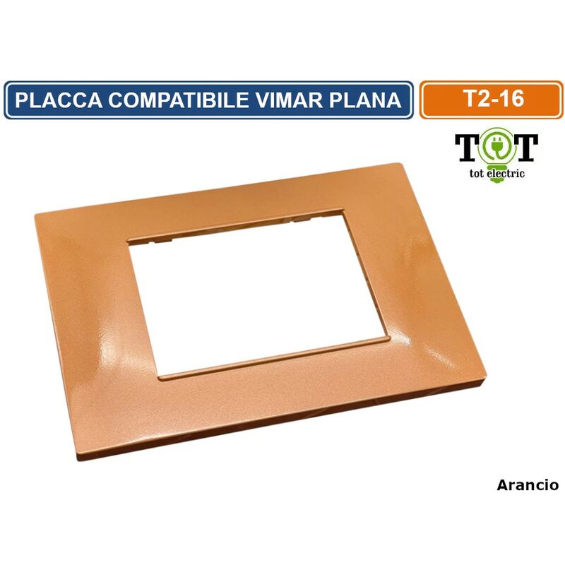 foto del prodotto placca in tecnopolimero arancio compatibile con serie vimar plana 2 3 4 7 moduli numero moduli 3 moduli