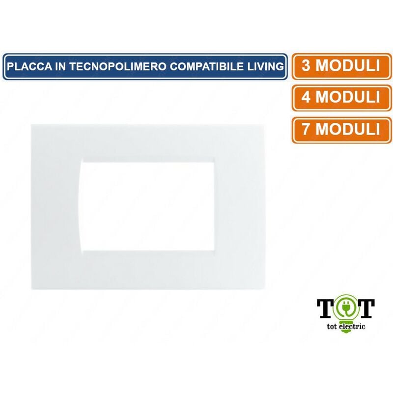 immagine 0 del prodotto placca in tecnopolimero bianca compatibile con serie bticino living 3 4 7 moduli numero moduli 4 moduli