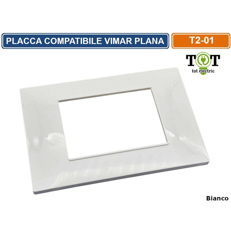 foto del prodotto placca in tecnopolimero bianca compatibile con serie vimar plana 2 3 4 7 moduli numero moduli 7 moduli