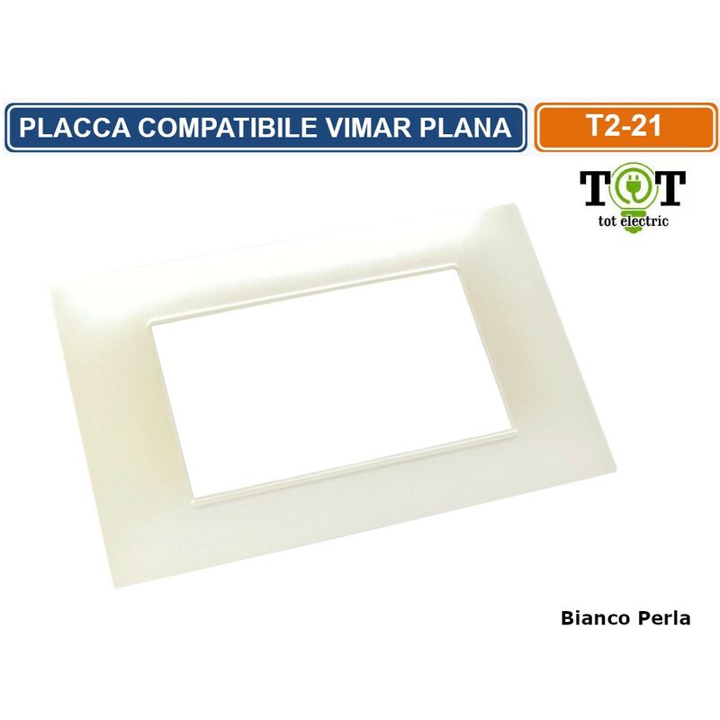 foto del prodotto placca in tecnopolimero bianco perla compatibile con serie vimar plana 2 3 4 7 moduli numero moduli 4 moduli