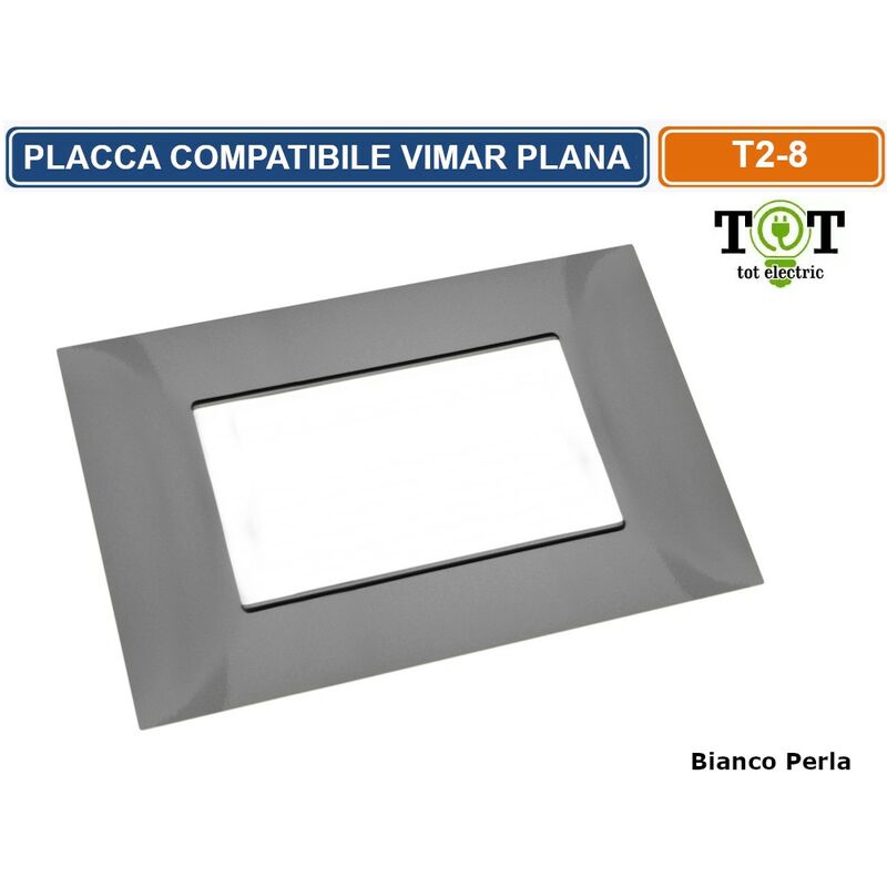 foto del prodotto placca in tecnopolimero grigio scuro compatibile con serie vimar plana 2 3 4 7 moduli numero moduli 4 moduli
