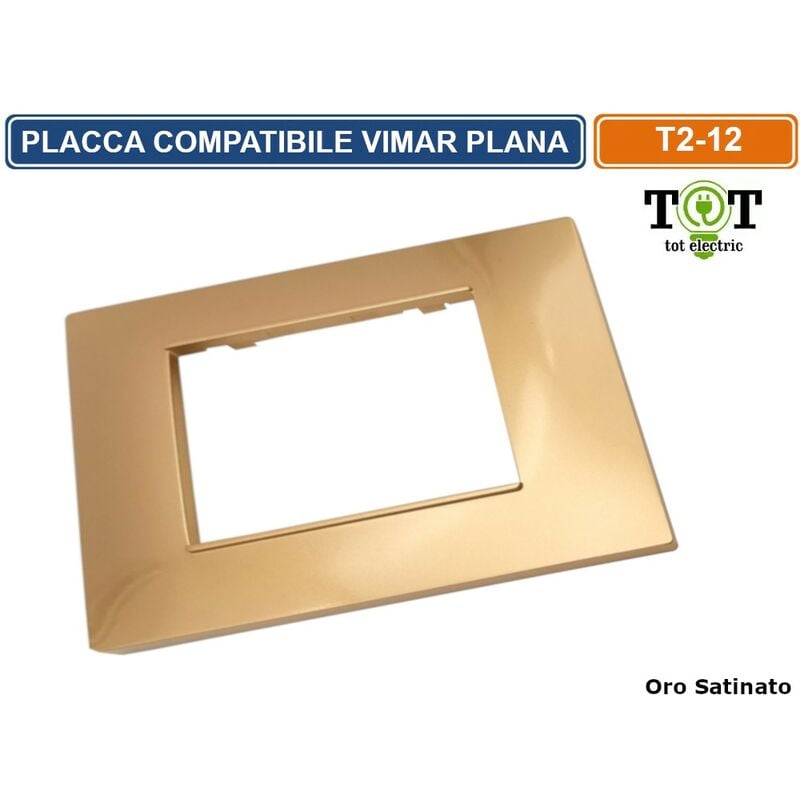foto del prodotto placca in tecnopolimero oro satinato compatibile con serie vimar plana 2 3 4 7 moduli numero moduli 7 moduli