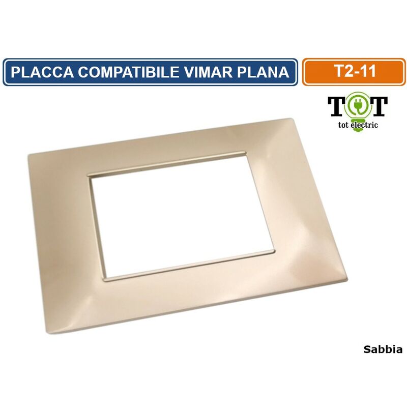 foto del prodotto placca in tecnopolimero sabbia compatibile con serie vimar plana 2 3 4 7 moduli numero moduli 7 moduli
