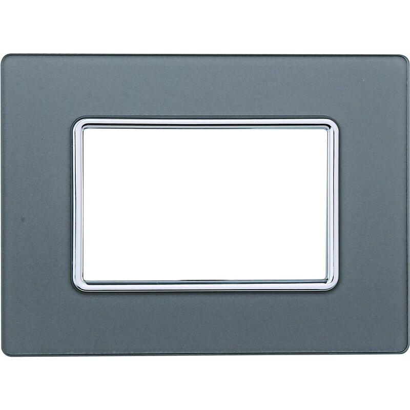 foto del prodotto placca in vetro 3 posti colore silver serie solar compatibile matix