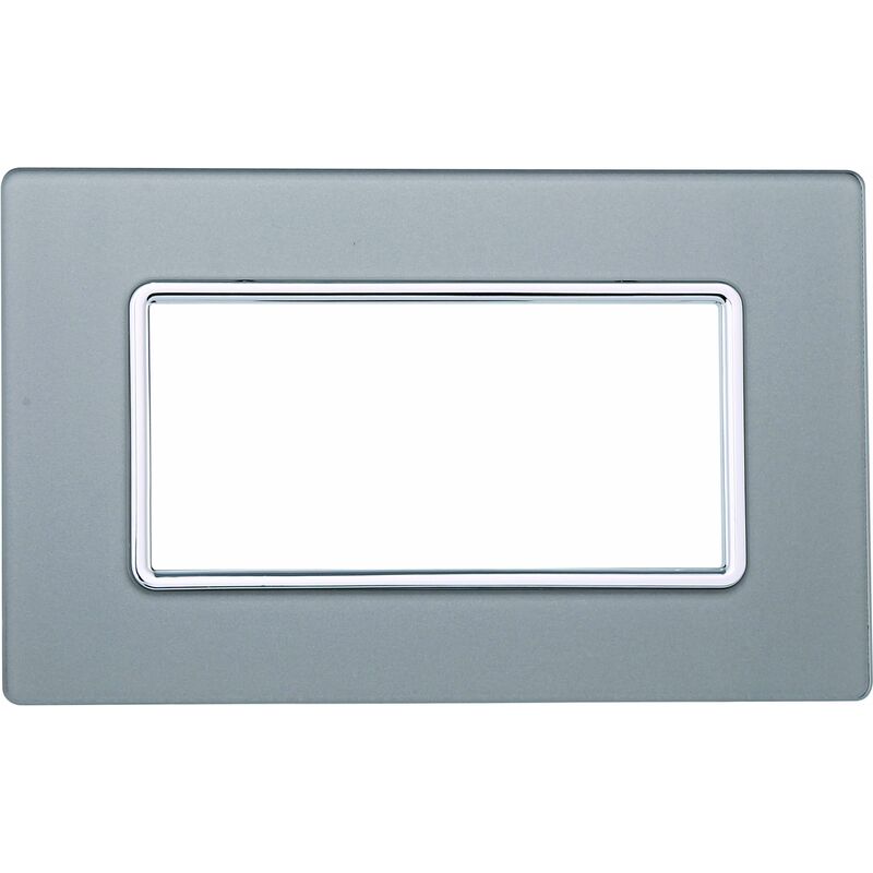 foto del prodotto placca in vetro 4 posti colore silver serie solar compatibile matix