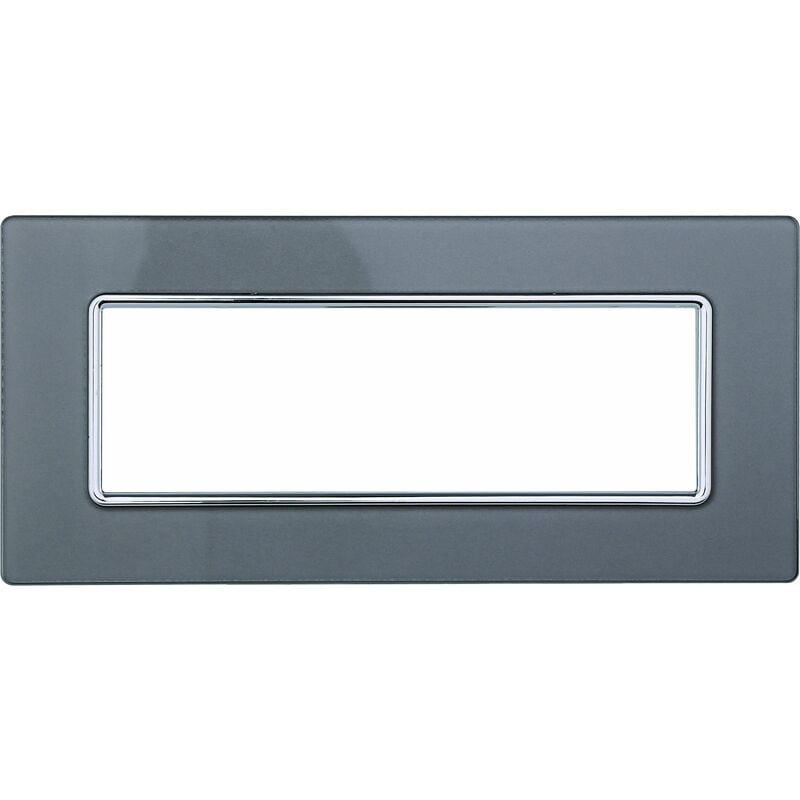 foto del prodotto placca in vetro 6 posti colore silver serie solar compatibile matix